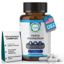 Supplément Triple Magnésium, 235mg, Dimagnésium Malate, Citrate, Chélalate Lysiné, 60 Capsules, Supports Sommeil, Relaxation musculaire, Santé des os et du coeur, Énergie et fonction nerveuse, USA Made