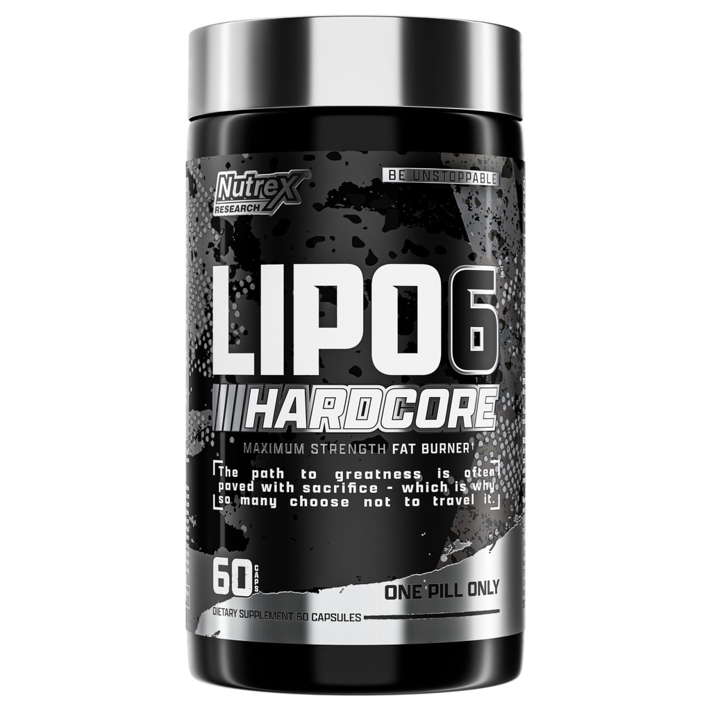 Nutrex Research Lipo-6 Hardcore Supplément, soutient le métabolisme et l'énergie, capsules diététiques – 60 Compte