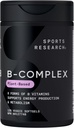 Sports Research® Vitamine B-Complex - Plein spectre de vitamines B avec B12 et folates méthylés - Sans gluten · Base végétale · Non-OGM · Formule végan-friendly - 120 softgels Veggie