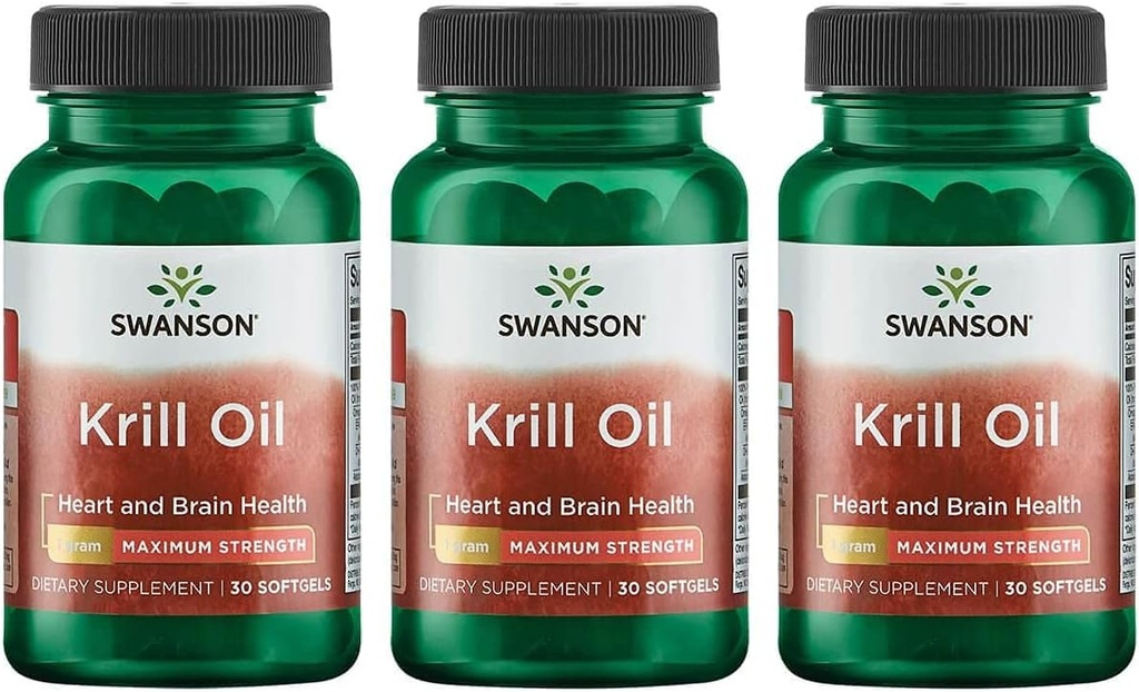 Swanson EFAs- Huile de krill - Résistance maximale - 1 g, 30 softgels (3 pack)
