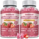 2 Packs Gommies de collagène Vegan 2500Mg pour les femmes anti-vieillissement, peau, ongles de cheveux, collagène types 1 et 3, biotine, mousse de mer pour les hommes - sans sucre, non-OGM, 120 comtes suppléments de collagène Gommies