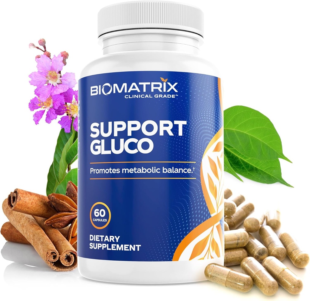 Supplément de métabolisme BioMatrix pour hommes et femmes, cannelle, gymnema, acide lipoïque, sulfate de vanadyl, picolinate de chrome, mélone amer (60 gélules)