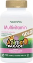 Natures Plus Parade animale Multivitamines d'or Enfants - Saveurs de pastèque - 120 comprimés en forme d'animal - Vitamine D3, K2 et probiotiques - Vegan, sans gluten - 60 portions totales