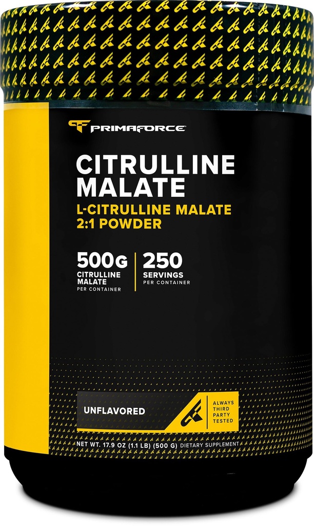 PrimaForce L-Citrulline Malate en poudre, non aromatisée, 500 grammes - végétalien, non-OGM