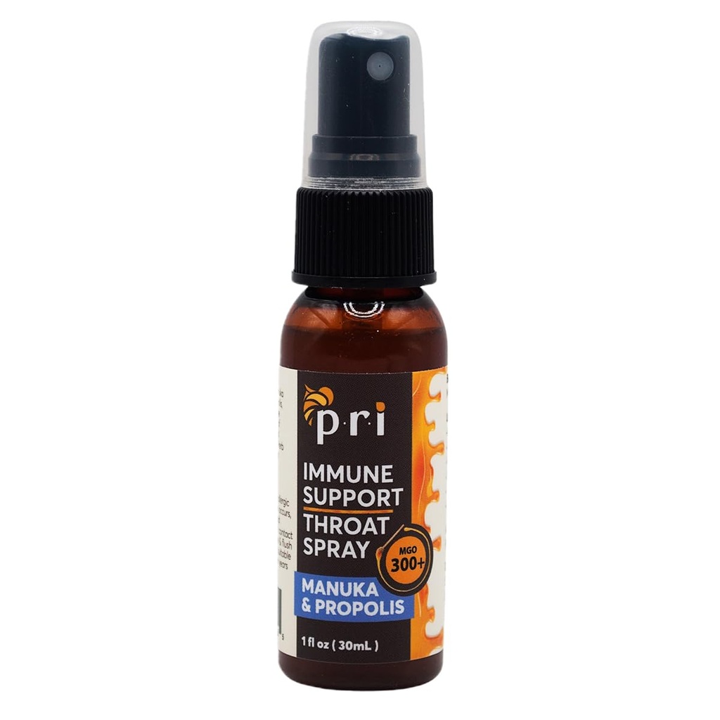 P.R.I Propolis Throat Spray with Manuka Honey, Sore Throat & Immune Support, Fresh Peppermint Taste, 1oz