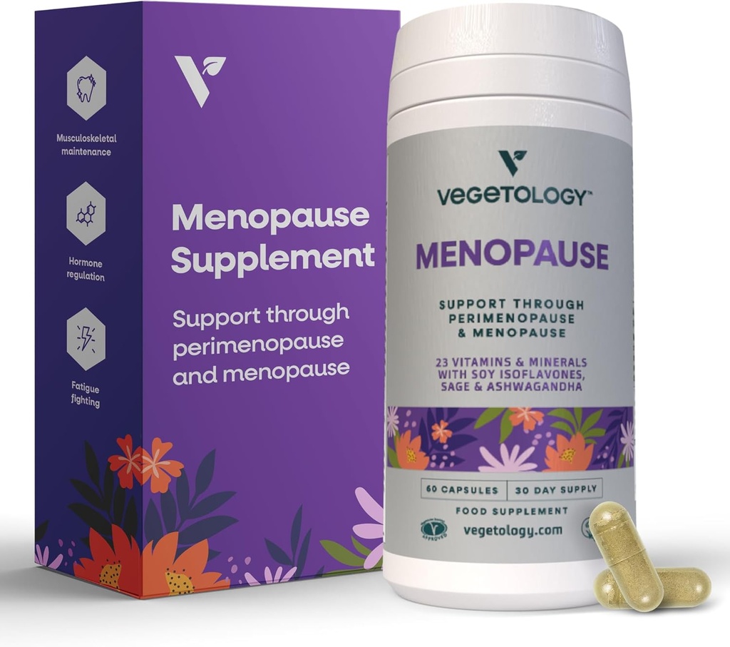 Suppléments à la ménopause végane (60 gélules) — Vitamines périménopause et ménopause — Suppléments pour femmes — Suppléments à la ménopause pour femmes — Supplément alimentaire — Soutien à la ménopause