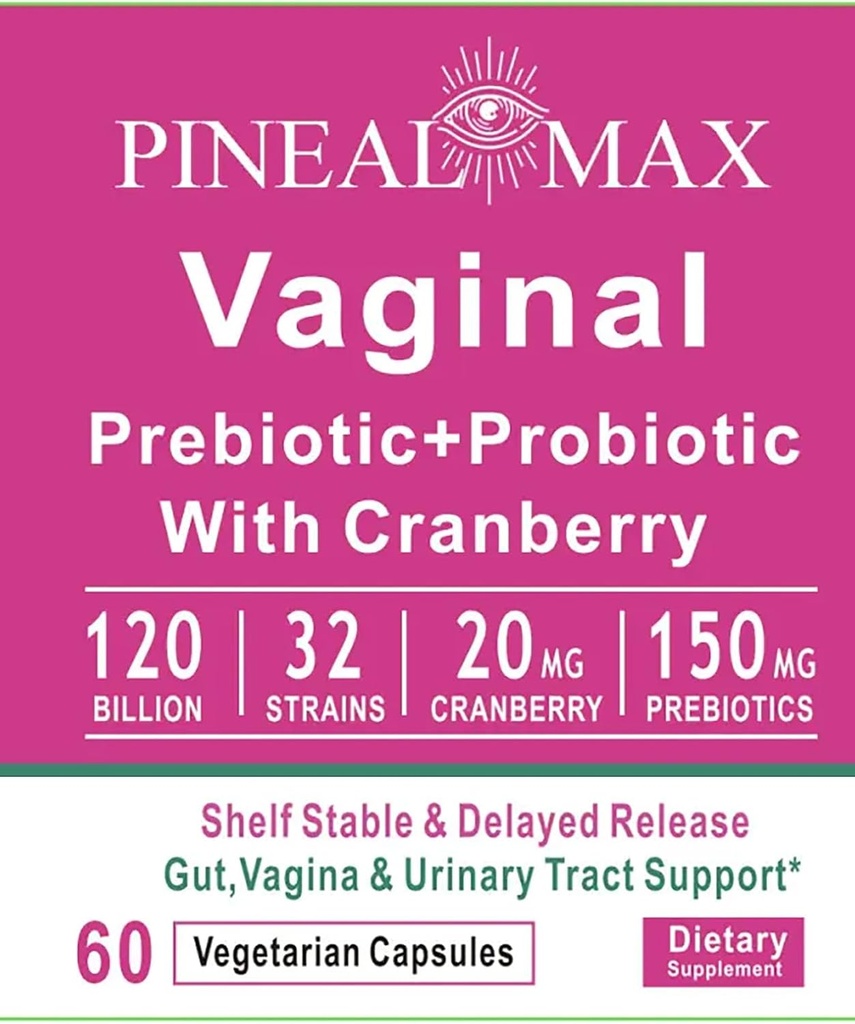 Prébiotique vaginal+probiotique avec canneberge, 120 milliards UFC, 32 souches, 150mg Prébiotiques
