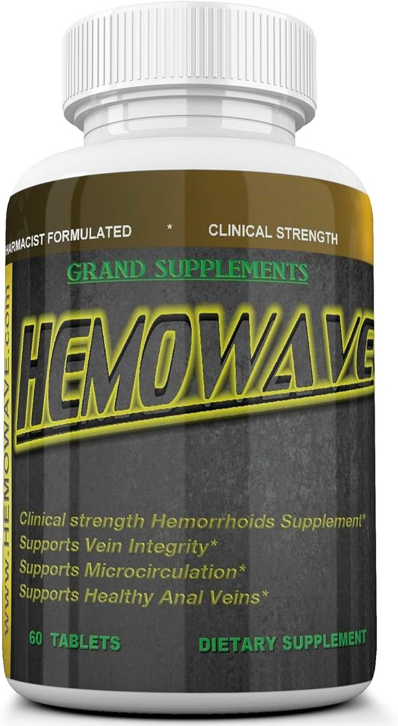 HEMOWAVE L'approche naturelle de l'hémorroïde et le soulagement de l'hémorroïde. avec supplément de vitamine K. 60 comprimés