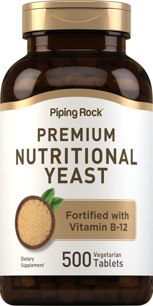 Piping Rock Nutritional Yeast Comprimés de 500 pilules Fortifiée avec la vitamine B12 Complex