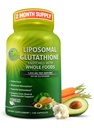Glutathion liposomique 500mg - Forme active L Glutathion (réduit) pour l'absorption maximale - Fabriqué avec des aliments entiers organiques - Master Antioxydant & Detoxifiant - Immune & Cardiopathie Support - 120 nombre