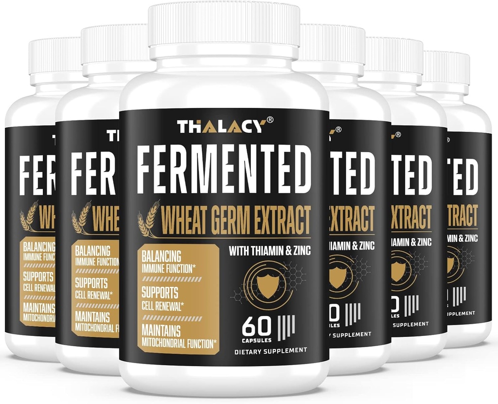 Suppléments de spermidine 13mg - 1300mg Capsules d'extrait de germe de blé Formule potentielle avec plus de contenu de spermidine et de zinc pour le vieillissement en santé, le système immunitaire quotidien et le renouvellement cellulaire (6 pack)