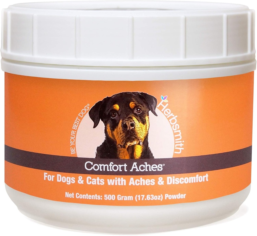 Herbsmith Comfort Aches – Relief de douleur à base de plantes pour chiens + chats – Pour animaux de compagnie + douleurs – Supplément anti-inflammatoire – 500g poudre