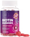 Vitamines capillaires Gummy avec Biotin 5000 mcg - Soutien de la croissance des cheveux avec Vitamines E & C pour les cheveux épais, plus forts et beaux - Peau de cheveux et ongles Vitamine pour les femmes, non-OGM, sans gluten - 60 Gummies
