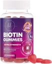 Vitamines capillaires Gummy avec Biotin 5000 mcg - Soutien de la croissance des cheveux avec Vitamines E & C pour les cheveux épais, plus forts et beaux - Peau de cheveux et ongles Vitamine pour les femmes, non-OGM, sans gluten - 60 Gummies
