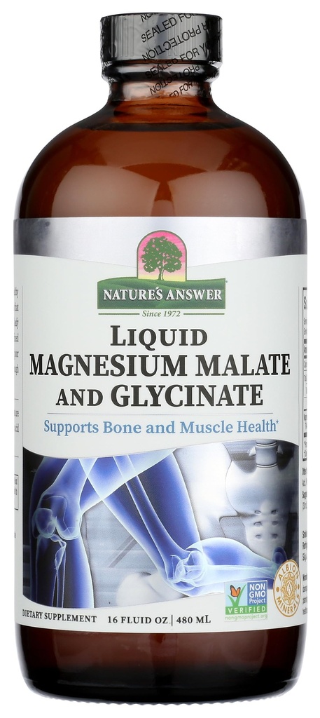 Magnésium Glycinate & Magnésium Malate Liquide - 16 Oz Magnésium Concentrate - Vegan & sans gluten - Soutien osseux, musculaire et cardiovasculaire - Convient pour tous