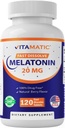 Mélatonine vitamatique 20 mg Comprimés – Flaveur de baies naturelles – 120 comprimés végétariens par bouteille – 6 bouteilles (Total 720)