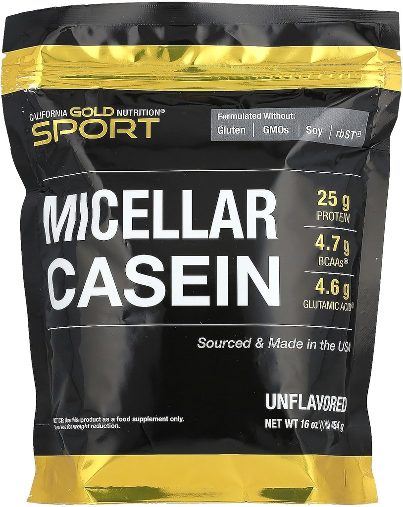 California Gold Nutrition Sport, Caséine Micellaire, Non aromatisée, Absorption lente, 16 oz (454 g)