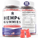 HempGommies de chanvre total 200mg, huile de chanvre végétalien à haute puissance avec Oméga 3 6 9, vitamine A-E et B1, sucre zéro, 60 Gommies, 30 portions