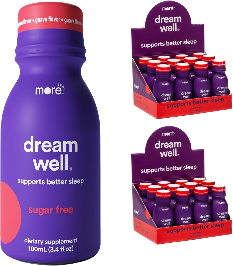 Plus Labs Dream Well, 5MG Melatonine Solution de boisson de sommeil holistique, non-Habit formant avec 5HTP, Lemon Baume, Jujube Seed, Glycine (paquet de 24)