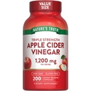 La vérité de la nature Capsules de vinaigre de cidre de pomme $ 1200mg $ 200 pilules $ Extra Strength $ Taille de la valeur $ Non-OGM, supplément sans gluten