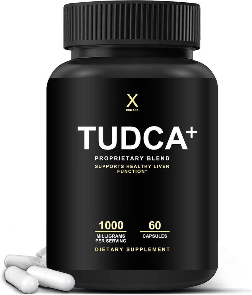 HUMANX TUDCA+ 1000mg Supplément de soutien du foie aux sels de bile, supplément de nettoyage du foie et de la végane et de la vésicule de la vésicule - États-Unis