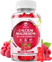 Gommies de zinc de magnésium de calcium avec vitamine D3, Gommies de calcium sans sucre pour les femmes hommes, Arôme framboise - 60 Compte