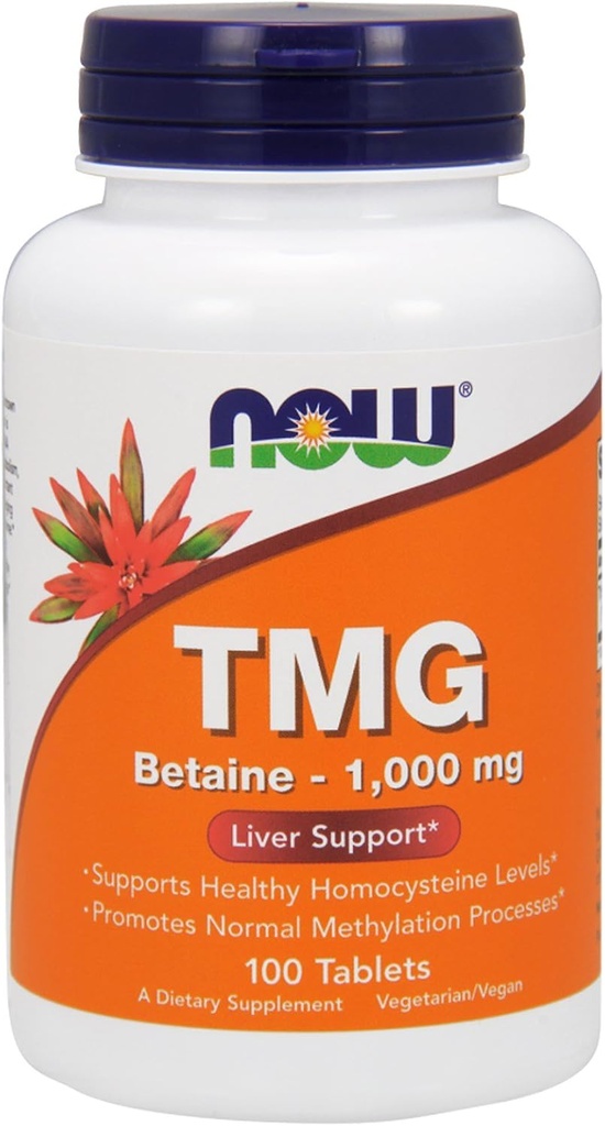 NOW TMG 1000mg, 100 Count (Pack of 2)