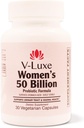 V-Luxe 50 milliards CFU probiotiques pour la vaginose bactérienne, les infections des levures et les IUT soutenus par la science, formulé pour les femmes, remède naturel pour équilibrer le pH et prévenir les infections récurrentes.