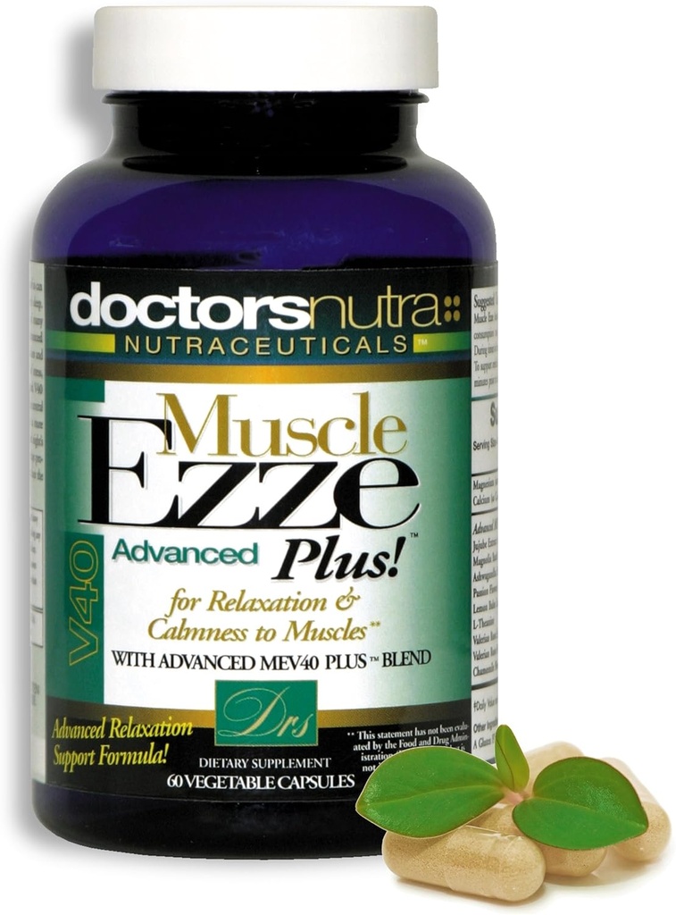 Natural Relaxant Muscle Ezze Plus Avancé Jour Heure Nuit Capsules Fort maximum - Valérien, Fleur de Passion, Magnésium - Supplément - 60 Compte