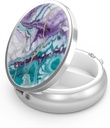 Pill Box 3 Compartiment petit cas de pilule, Portable pour Pocket ou Purse Pill Organizer Porte-conteneur Pill pour tenir les vitamines, les médicaments, l'huile de poisson et les suppléments (Teal Blue Marble)