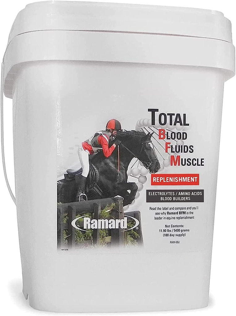 Ramard Fluides de sang Réapprovisionnement musculaire pour chevaux de course - Suppléments de chevaux avec électrolytes, constructeur de sang, et constructeur de muscles, suppléments de poudre pour chevaux Jeux haute performance, 11,9 lbs Tub