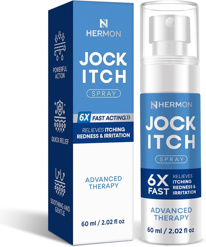 Hermon Jock Itch Spray for Men: Powerful Treatment for Jock Itch - Extra Strength Spray Liquid Provides Soothing - 2.02 Fl Oz (Pack of 1)