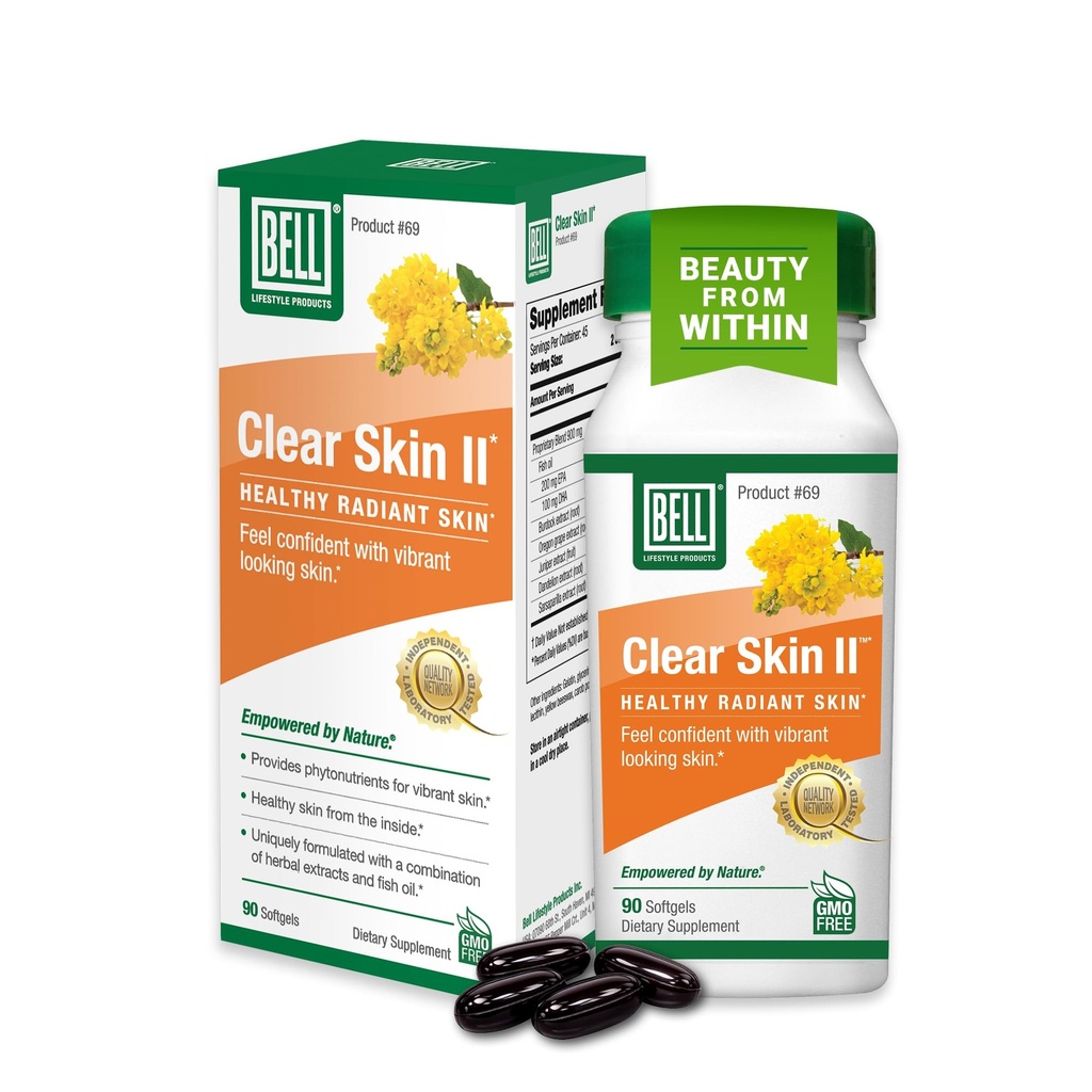 Bell Clear Skin Lifestyle Products Fonctionne de l'intérieur en fournissant les nutriments nécessaires pour une peau saine et vive.
