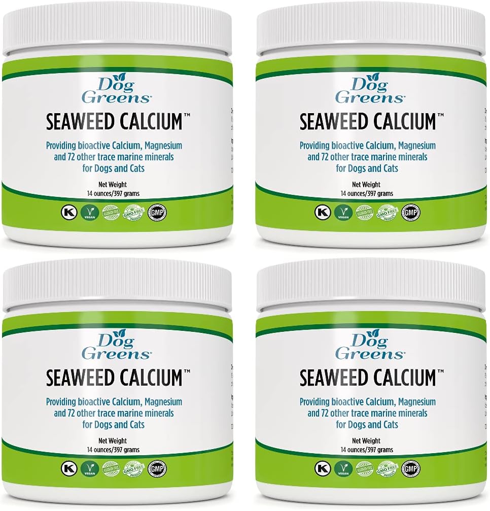 Seaweed Calcium Mineral Supplement for Dogs and Cats, 14 oz - Formerly Nature’s Best Seaweed Calcium, Higher Quality Than Bone Meal or Egg Shell Powder, Essential Calcium for Animals (4 Pack)