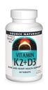 Source Naturelle Vitamine K2 + D3 Complexe de santé des os et du coeur - 400 UI Vitamine D3 et 100 μg Vitamine K2 (MK-7) avec du calcium - 60 comprimés