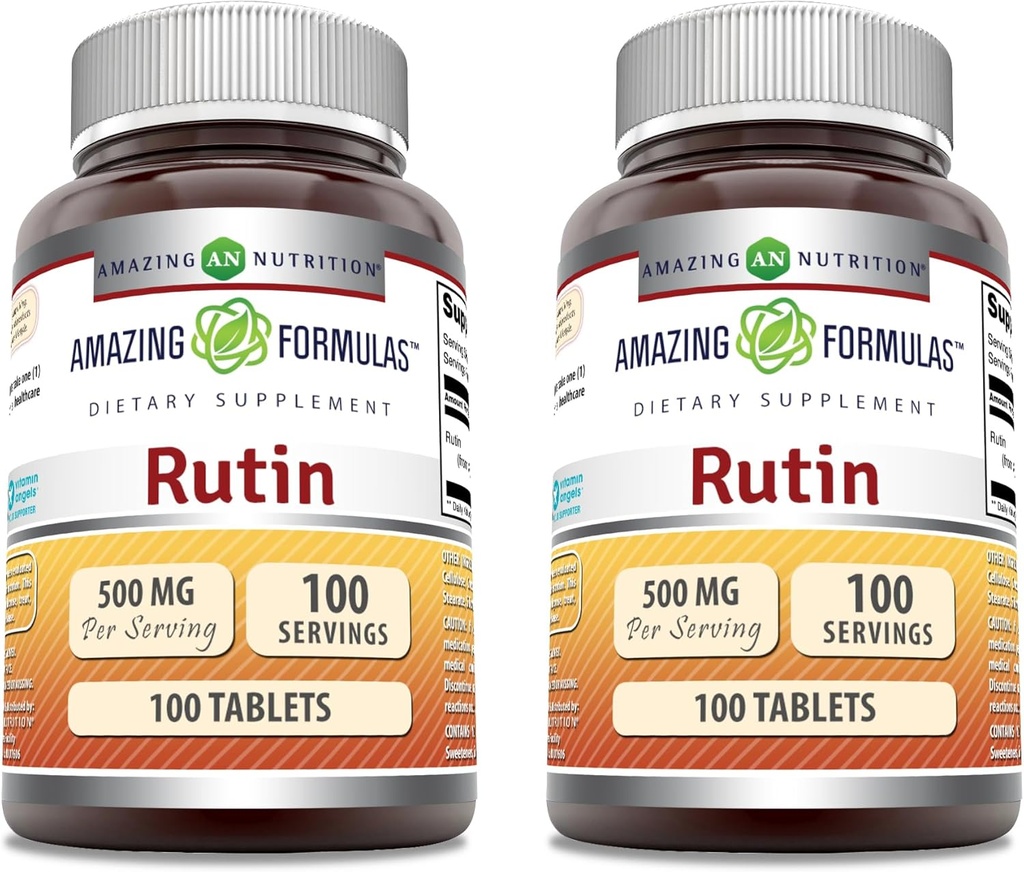 Formules étonnantes Rutin Supplément de 500 Mg de comprimés de non-OGM de produits fabriqués aux États-Unis (2 Pack de 100 Nombre)