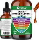 Zinc Quercetin Vitamine C D3 Liquid Immmune Support avec Echinacea Bio Elderberry, Imune Defense Drops Supplément pour adultes - végétalien, non-OGM, sans gluten - 1 Fl Oz