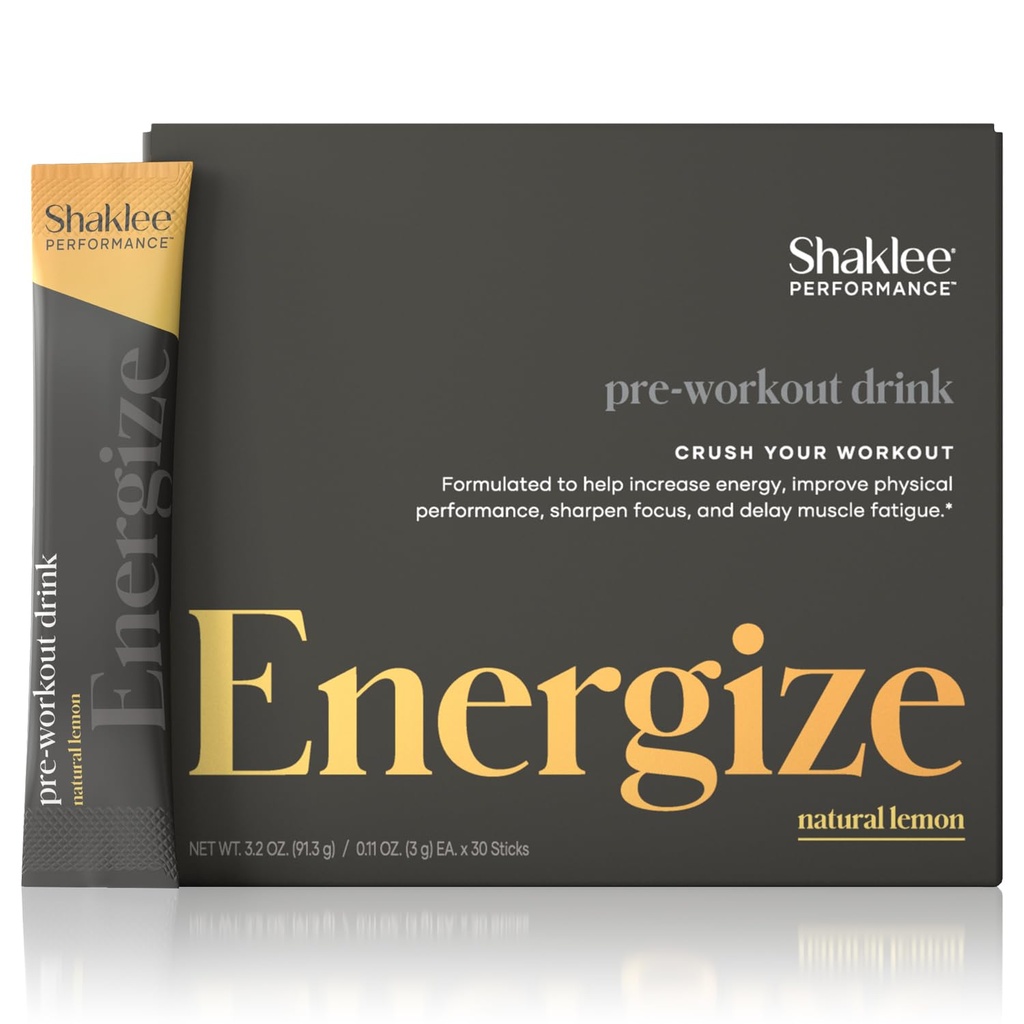 Shaklee - Performance avant l'entraînement boisson énergétique - Extrait de thé vert Saveur de citron - Boost énergétique - Beta-Alanine & L-théanine - 100mg Caféine, 800mg Beta-Alanine et 100mg L-théanine - 30 portions