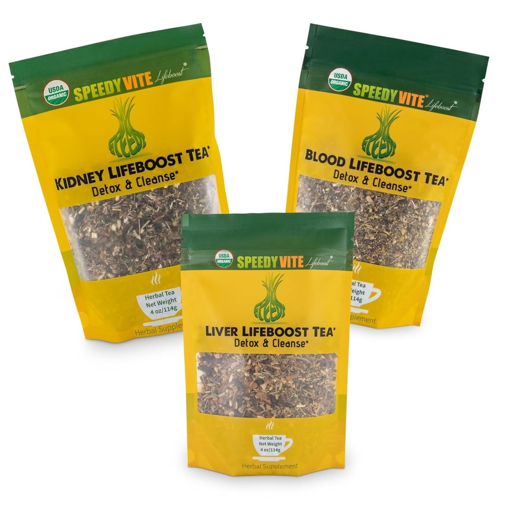 Tea Speedyvite Total Detox & Cleanse Combo: Le sang nettoie le thé 4oz + Rein Bladder Tea 4oz + foie Detox Tea 4oz Supplément naturel à base de plantes