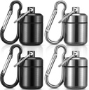 Hicarer 4 Pack Ear Plug Case Portable Pill Holder Case Waterproof Metal Small Pill Container Carrier for Earplugs and Jewelry Holder (Noir, Gris)