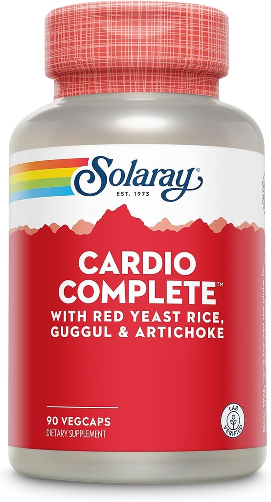 Solaray Cardio complet avec du riz de levure rouge, du guggul et des extraits d'artichaut, plus des vitamines B et plus - Lab Vérifié, garantie de 60 jours - 45 portions, 90 VegCaps
