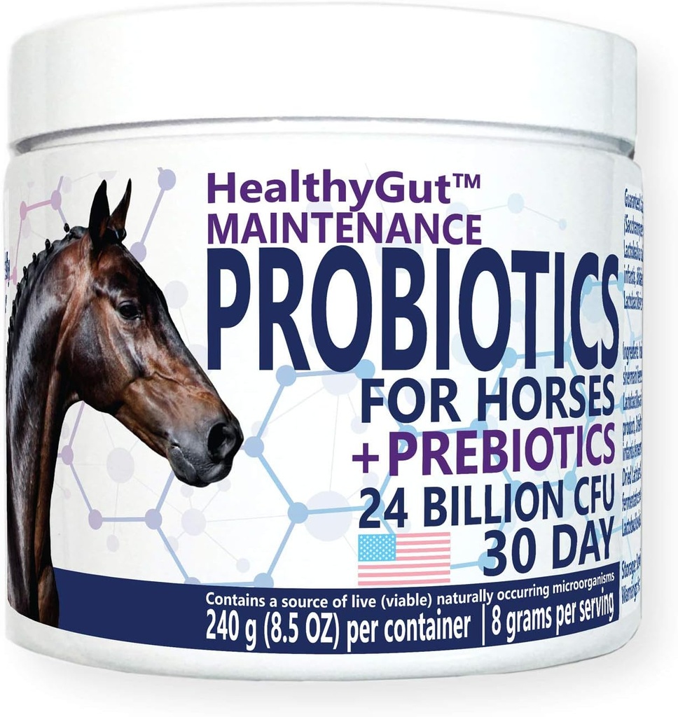 Probiotiques HealthyGutTM pour les chevaux Supplément alimentaire, Formule digestive d'entretien du système tout naturel (30 jours)