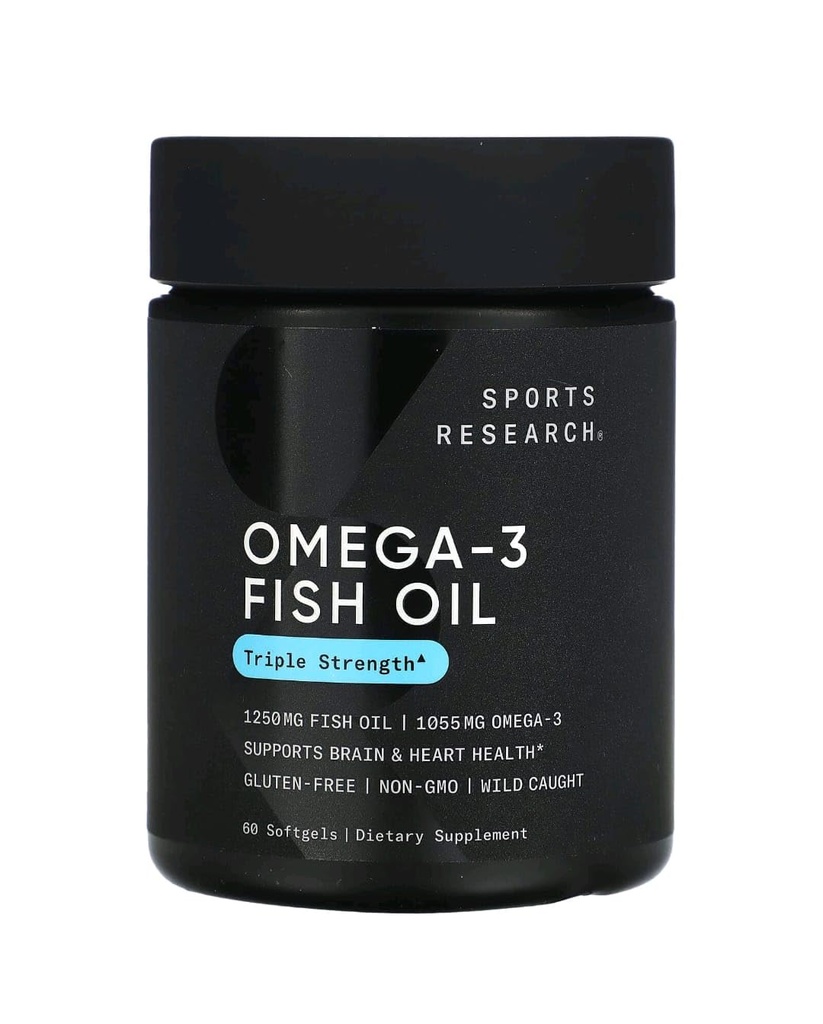 Recherche sportive Oméga-3 Huile de poisson, Triple force, 60 Softgels