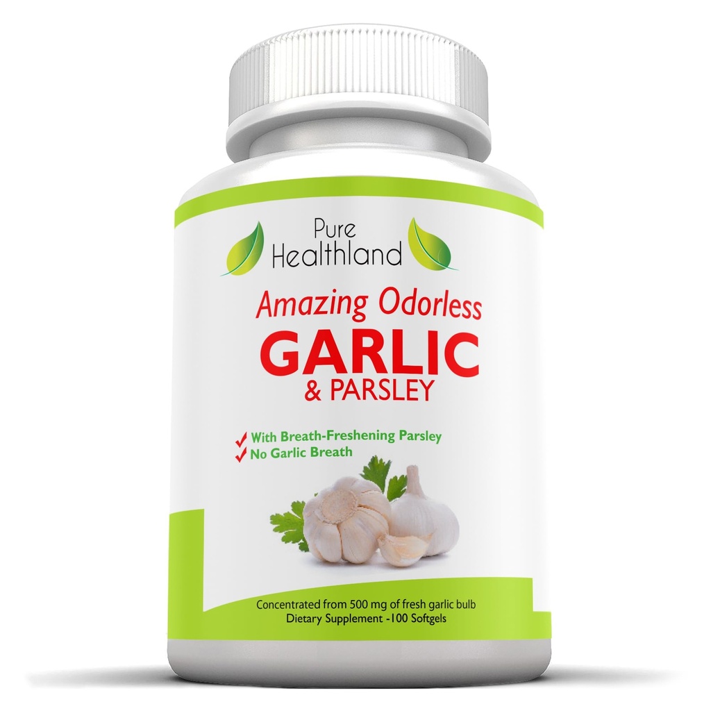 softgels de supplément d'ail et de persil odorless – Concentrés à partir de bulbes d'ail frais – Sativaum d'allium pour hommes et femmes