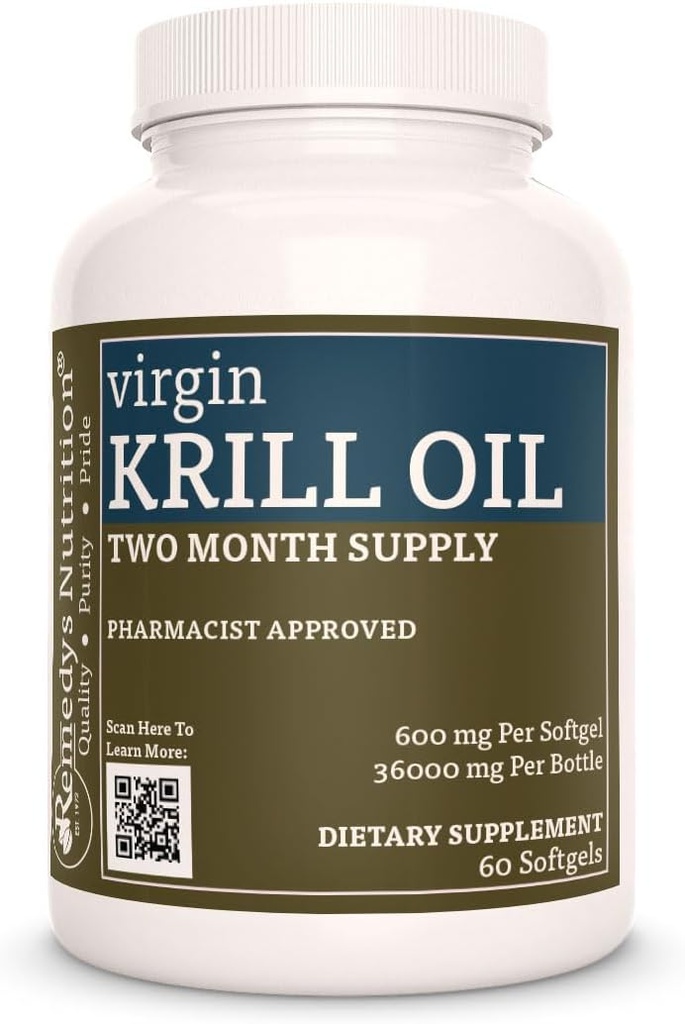 Remèdes Nutrition Huile vierge de krill (Omega-3 Acides gras: EPA & DHA)