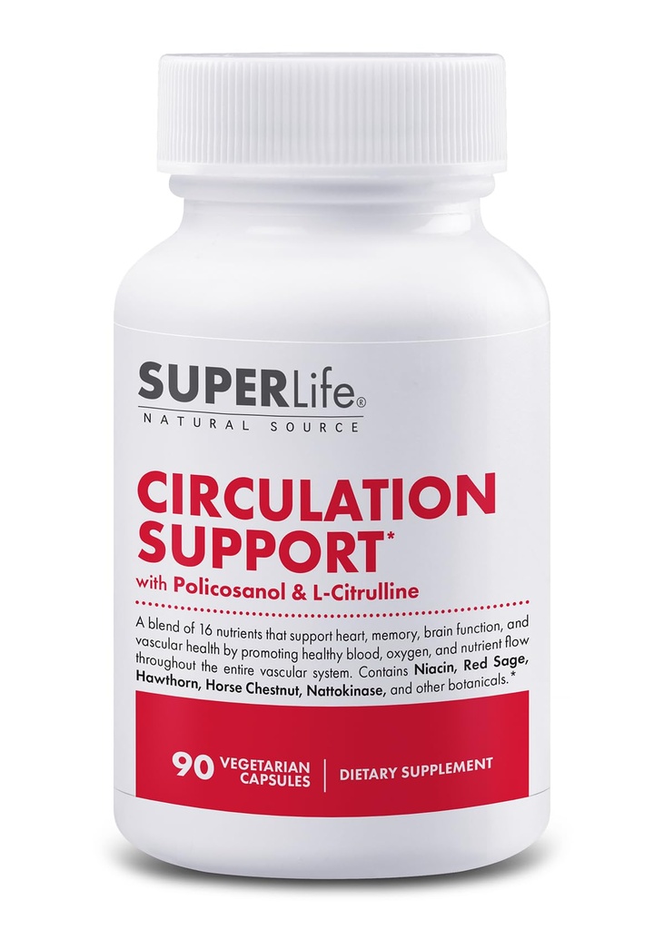 Support de la circulation - avec Berry Hawthorn, Ginkgo Biloba, Broom de boucher, Châtaigne de cheval, L-Arginine et racine de gingembre