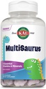 KAL MultiSaurus Enfants Multivitamines à croquer, 11 vitamines et minéraux essentiels pour les enfants, mélange d'arômes de baies, sans gluten et sans conservateurs, 90 portions, 90 portions en forme de dinosaure