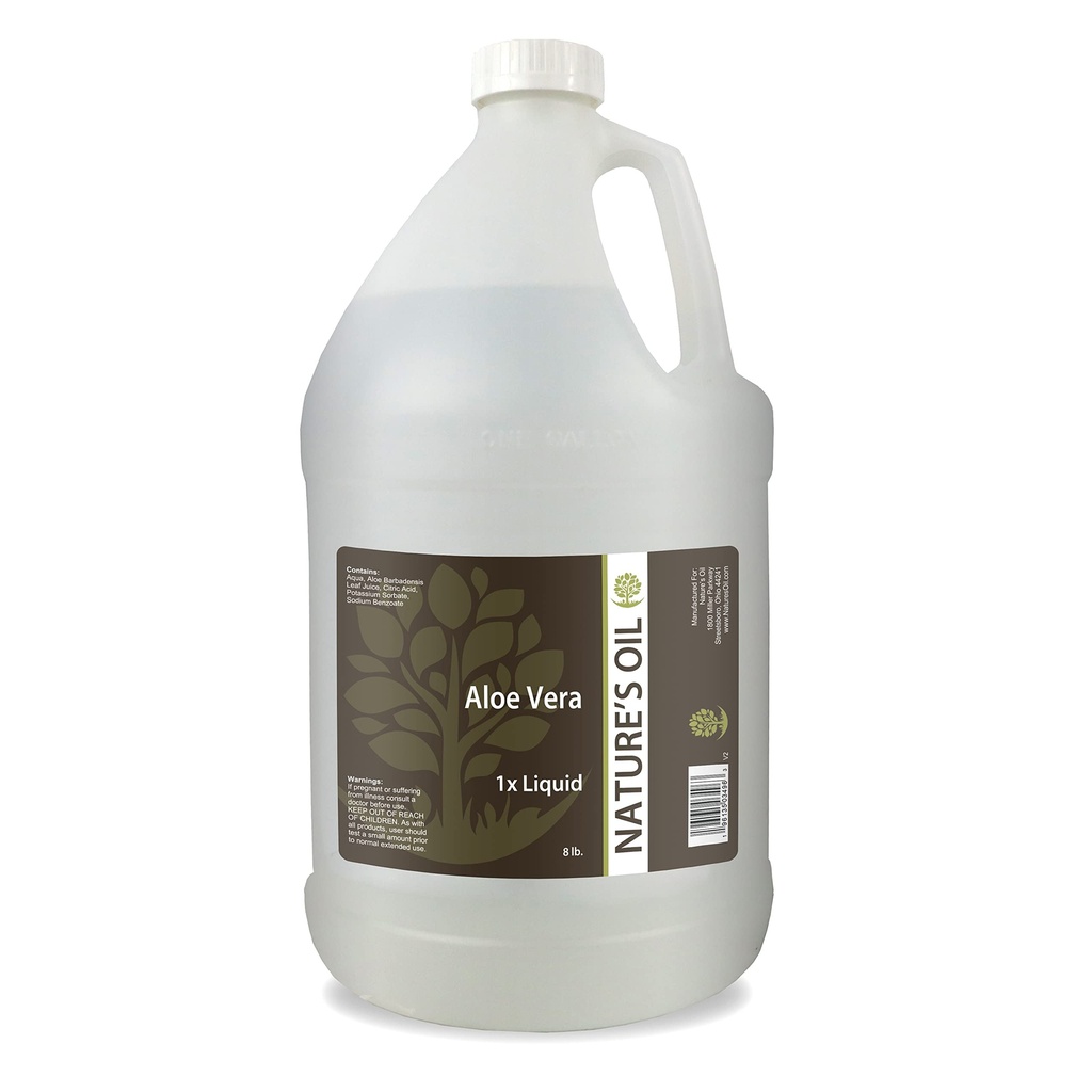 Huile naturelle Aloe Vera Liquide 1x, 8lbs (1 Gallon) Extrait d'aloe pur pour soins de la peau, soins capillaires et bricolage Soins personnels