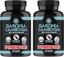 Suppléments de colère Garcinia Cambogia avec probiotiques, Gut Health Multivitamine w. Vitamines A, C, D, E, K, B2, Zinc, Sélénium, Cuivre, Chrome + Capsules de mélange à base de plantes (2- bouteilles, 120ct Total)