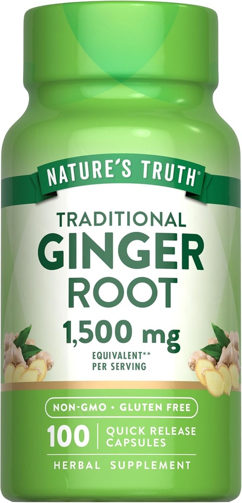 La vérité de la nature Ginger Capsules de racine de 1.500mg.100 Comte.
